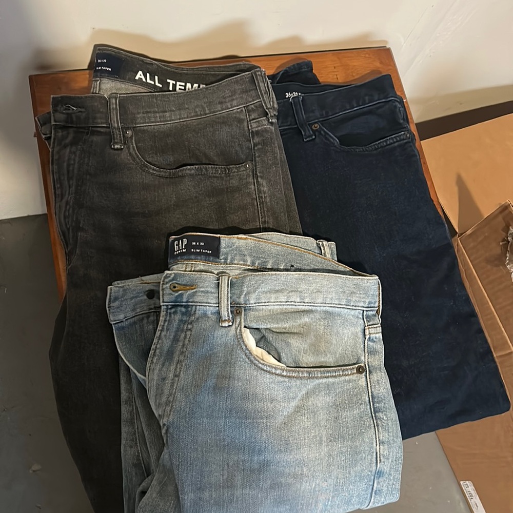 Lot of 3 gap/banana republic jeans slim taper 36x30